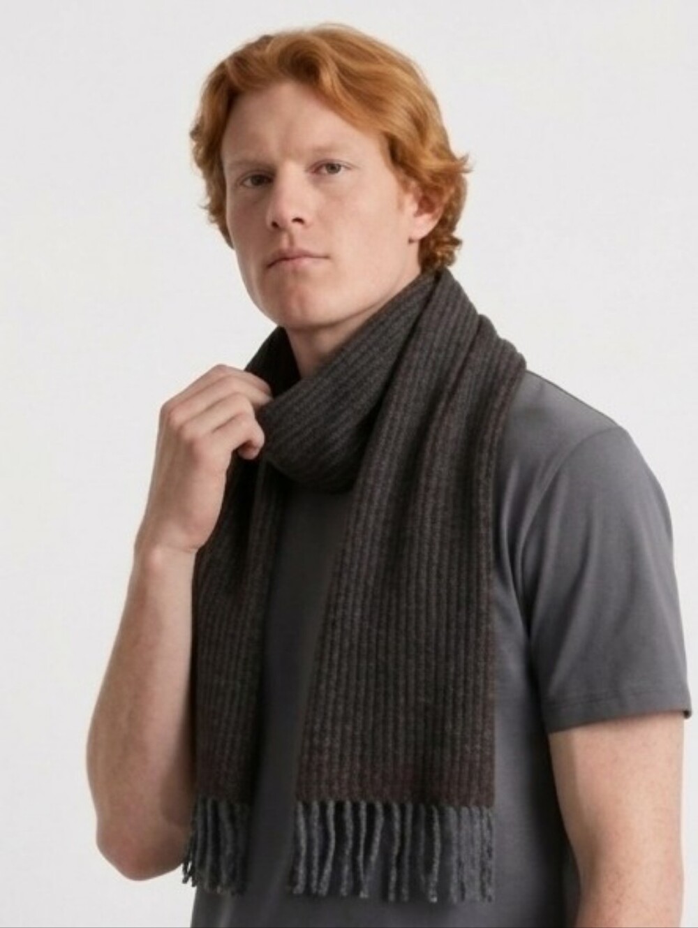 Nautica Lambswool  Mens winter Scarf Brown and Grey